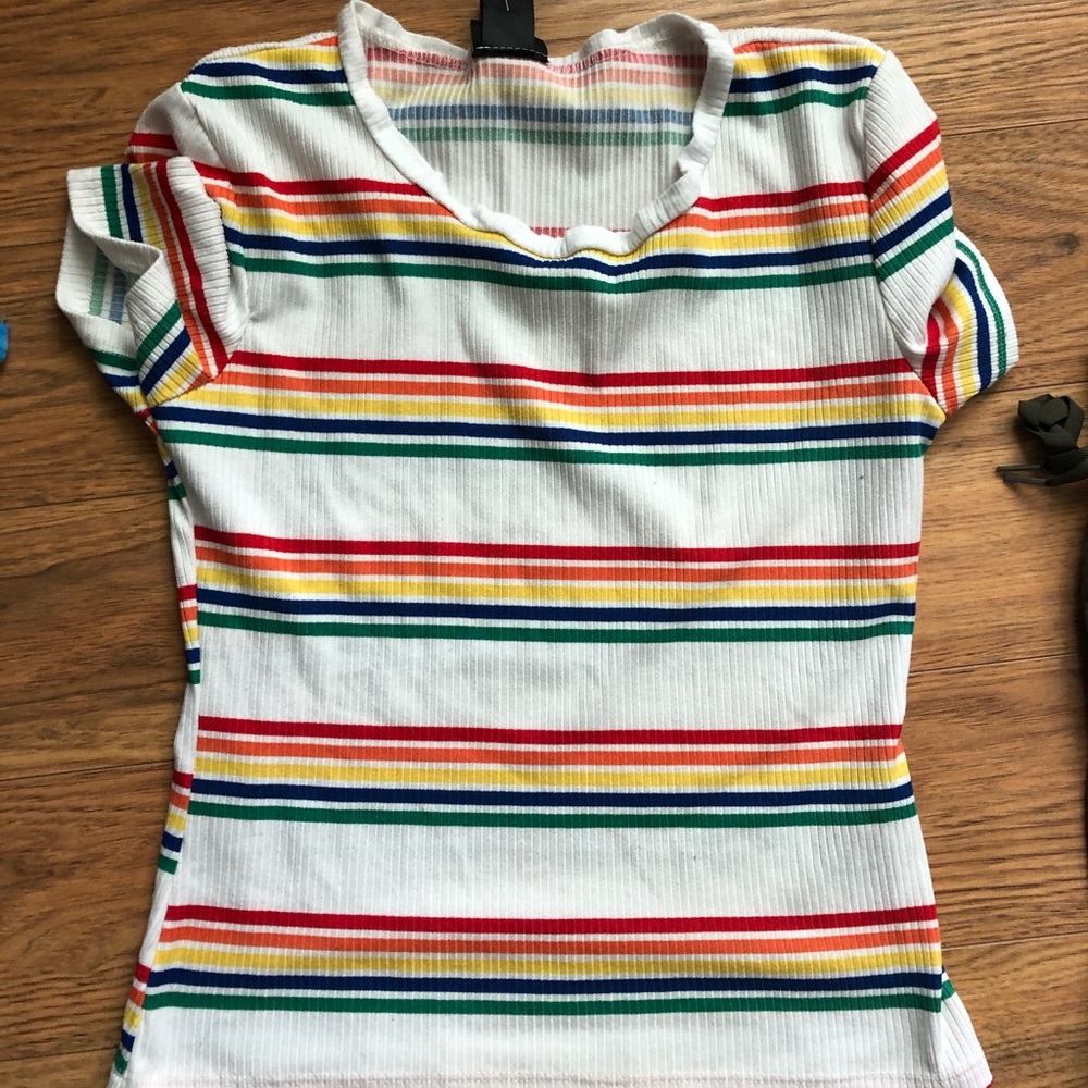 Rainbow Striped Ribbed Shirt